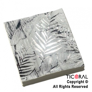 SERVILLETA HOJAS STAMPING PLATA GM X 20